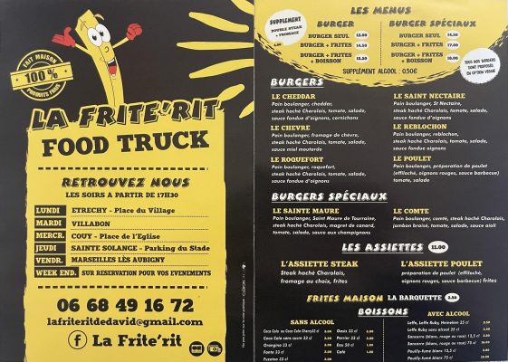 Brochure menu © La Frite'rit