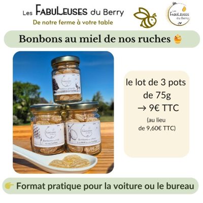 Lot de 3 bonbons au miel en 75g © Elise Besse-Joulin