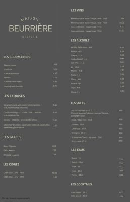 Maison Beurrière - Menu 1 © Maison Beurrière
