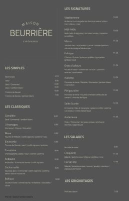Maison Beurrière - Menu 2 © Maison Beurrière